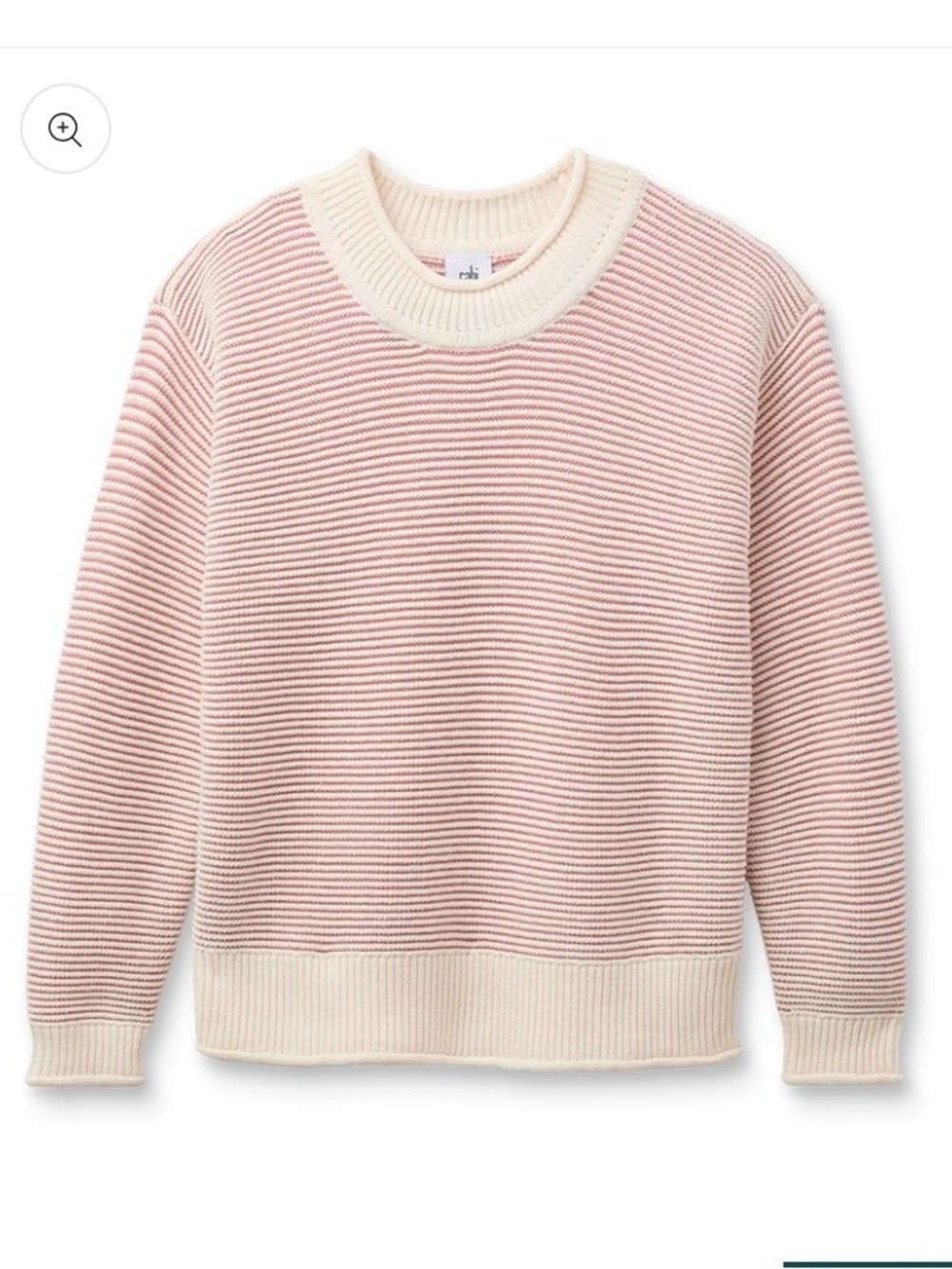 Cabi Baseline Ribbed Crewneck Sweater - Pink & Cream